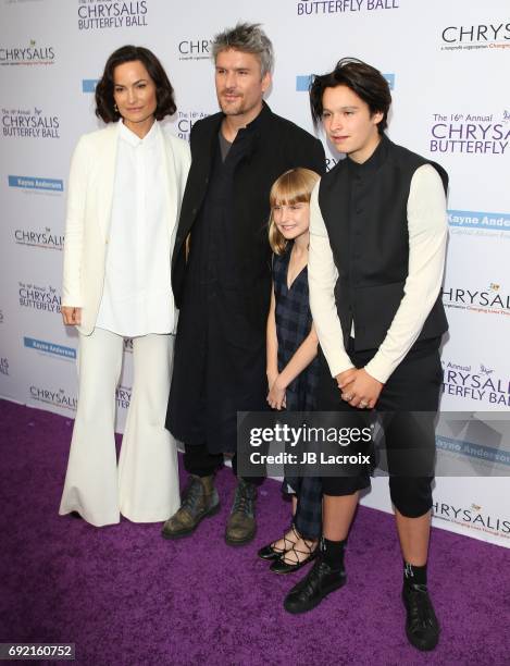 Rosetta Getty and Balthazar Getty with Violet Getty and June Getty attend the 16th Annual Chrysalis Butterfly Ball on June 03, 2017 in Brentwood,...