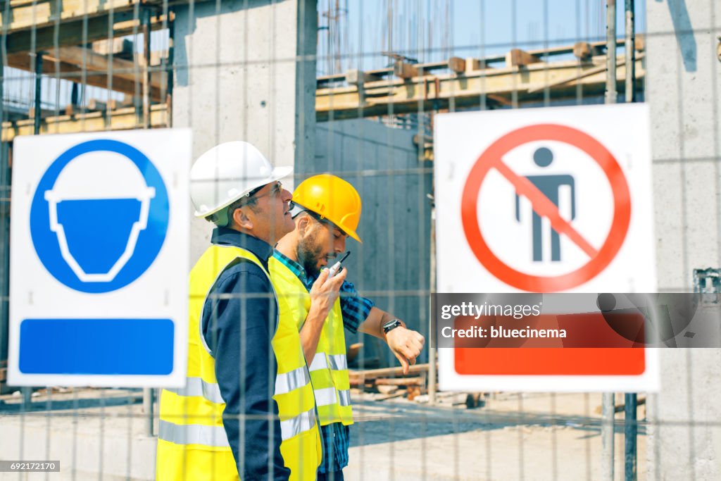 Construction site warning signs