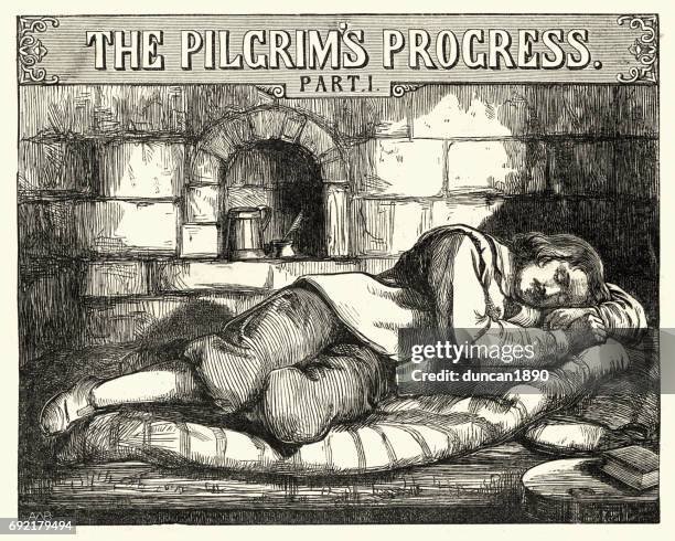 the pilgrim's progress - old mattress stock illustrations