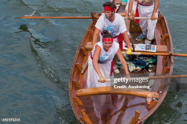 Rowers take part at the 43rd Venice Vogalonga on June 4, 2016 in Venice, Italy. 43 years ago a group of Venetians, both amateur and professional...