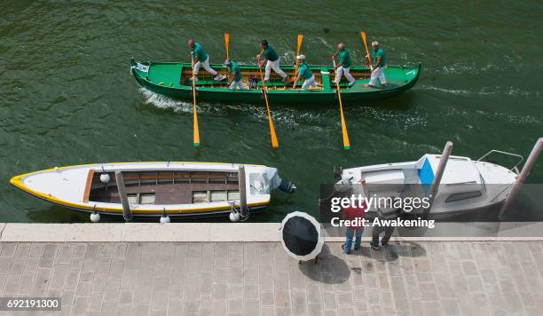 Rowers take part at the 43rd Venice Vogalonga on June 4, 2016 in Venice, Italy. 43 years ago a group of Venetians, both amateur and professional...