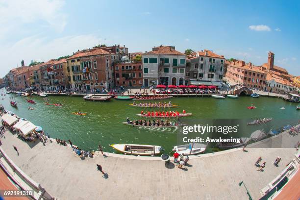 Rowers take part at the 43rd Venice Vogalonga on June 4, 2016 in Venice, Italy. 43 years ago a group of Venetians, both amateur and professional...