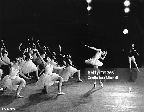 New York City Ballet dancer Violette Verdy in "Swan Lake", 1963.