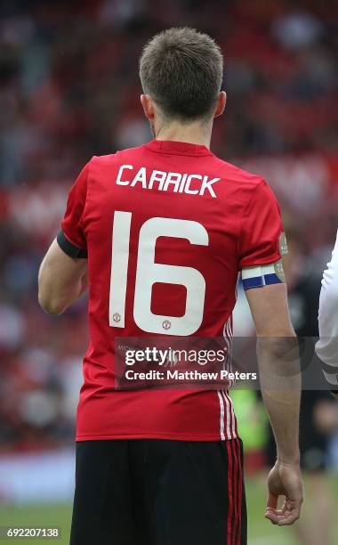 Michael Carrick of Manchester United '08 XI in action during the Michael Carrick Testimonial match between Manchester United '08 XI and Michael...