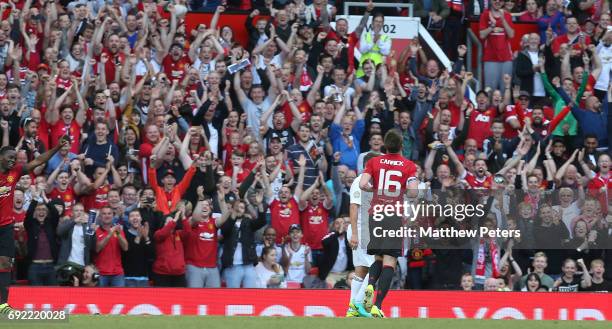 Michael Carrick of Manchester United '08 XI celebrates scoring their second goal during the Michael Carrick Testimonial match between Manchester...