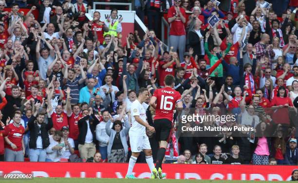Michael Carrick of Manchester United '08 XI celebrates scoring their second goal during the Michael Carrick Testimonial match between Manchester...