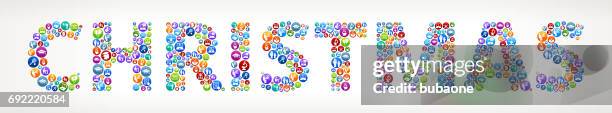 christmas future and futuristic technology vector buttons. - christmas in different languages stock illustrations