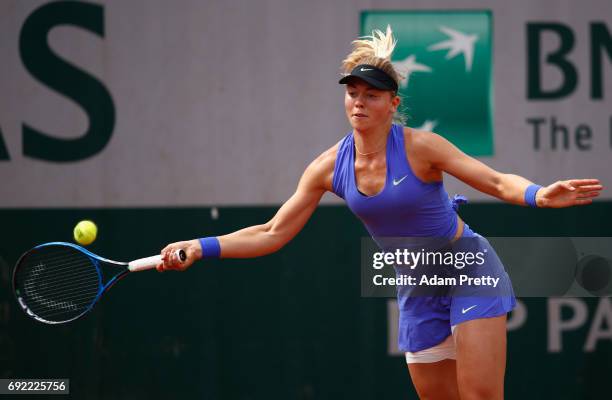 Carina Witthoeft of Germany in action during the ladies singles third round match against Karolina Pliskova of The Czech Republic on day eight of the...