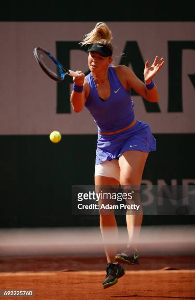 Carina Witthoeft of Germany in action during the ladies singles third round match against Karolina Pliskova of The Czech Republic on day eight of the...