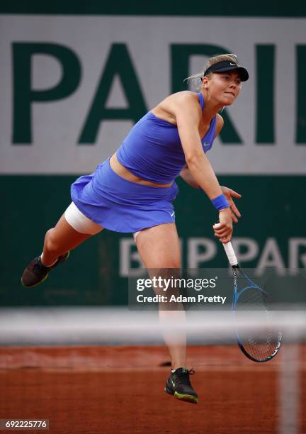 Carina Witthoeft of Germany in action during the ladies singles third round match against Karolina Pliskova of The Czech Republic on day eight of the...