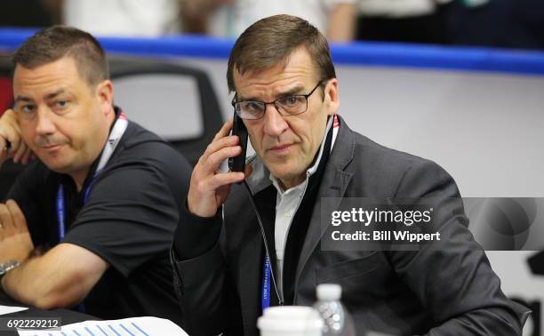 General Manager George McPhee of the Vegas Golden Knights attends the NHL Combine at HarborCenter on June 3, 2017 in Buffalo, New York.