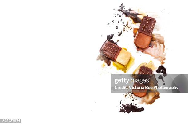chocolate chip ice cream cookie sandwiches. creative food shot with watercolor. - sorvete chocolate chip - fotografias e filmes do acervo