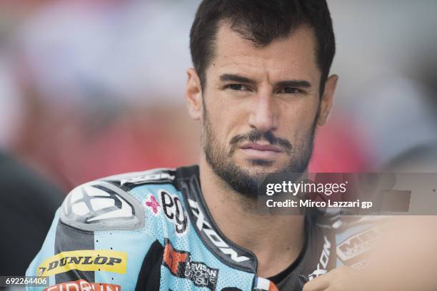 Simone Corsi of Italy and Speed Up Racing prepares to start on the grid during the Moto2 race during the MotoGp of Italy - Race at Mugello Circuit on...