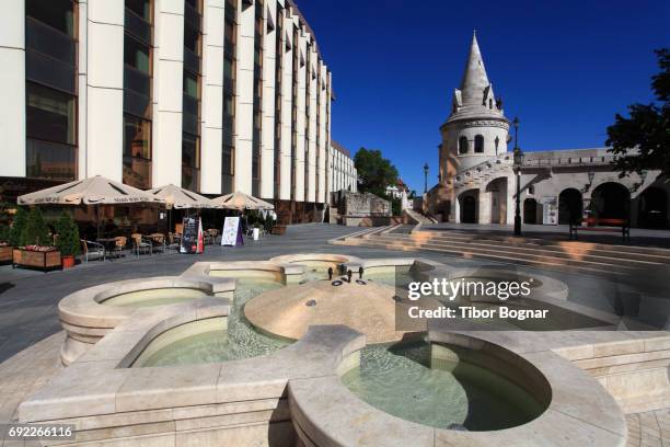 hungary, budapest, fishermen's bastion, hilton hotel, - hungary hotel stock pictures, royalty-free photos & images