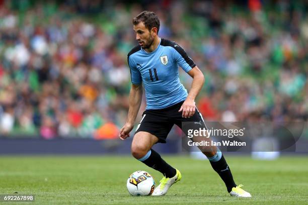 Cristhian Stuani of Uruguay in action during the International Friendly match between Republic of Ireland and Uruguay at Aviva Stadium on June 4,...