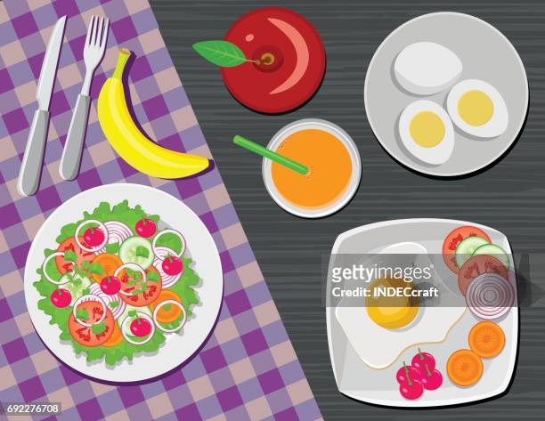 bildbanksillustrationer, clip art samt tecknat material och ikoner med hälsa frukost - dish towel