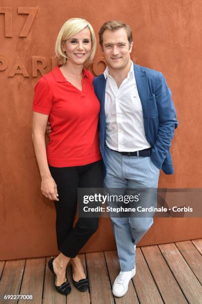 Journalist Laurence Ferrari and her companion Violonist Renaud Capucon attend the 2017 French Tennis Open - Day Height at Roland Garros on June 4,...