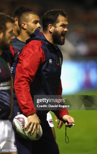 Andy Farrell, the Lions defence coach looks on during the match between the New Zealand Provincial Barbarians and the British & Irish Lions at Toll...