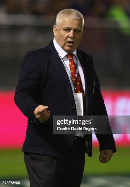 Warren Gatland, the Lions head coach looks on during the match between the New Zealand Provincial Barbarians and the British & Irish Lions at Toll...