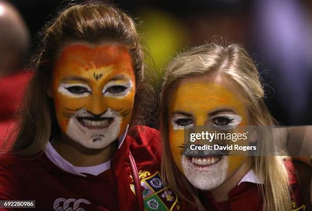 Lions fans look on during the match between the New Zealand Provincial Barbarians and the British & Irish Lions at Toll Stadium on June 3, 2017 in...