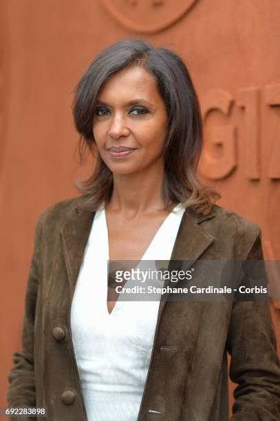 Host Karine Le Marchand attends the 2017 French Tennis Open - Day Height at Roland Garros on June 4, 2017 in Paris, France.