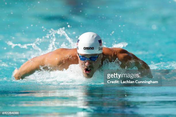 Tom Shields swims in the 200m butterfly heats during Day 4 of the 2017 Arena Pro Swim Series Santa Clara at George F. Haines International Swim...