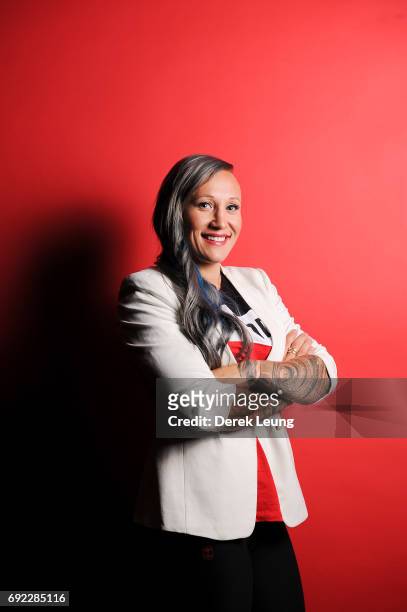Kaillie Humphries poses for a portrait during the Canadian Olympic Committee Portrait Shoot on June 4, 2017 in Calgary, Alberta, Canada.