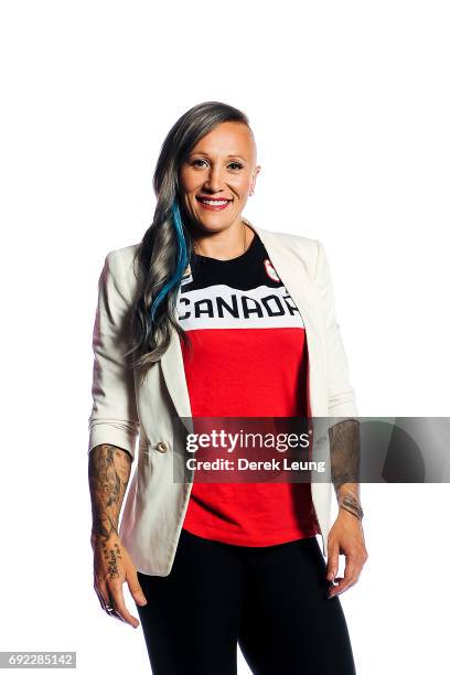 Kaillie Humphries poses for a portrait during the Canadian Olympic Committee Portrait Shoot on June 4, 2017 in Calgary, Alberta, Canada.