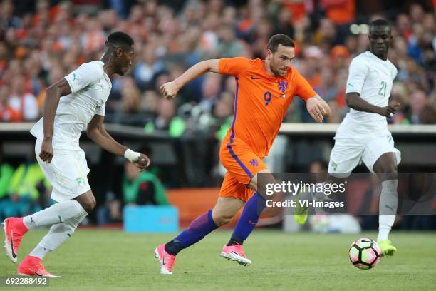 Diomande Ismael of Ivory Coast, Vincent Janssen of Holland, Eric Bailly of Ivory Coastduring the friendly match between The Netherlands and Ivory...