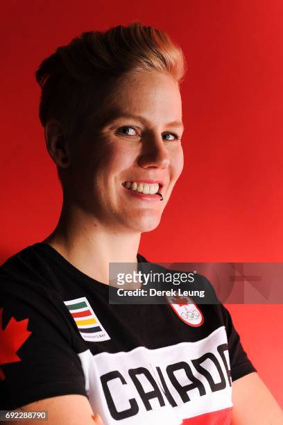 Alex Gough poses for a portrait during the Canadian Olympic Committee Portrait Shoot on June 4, 2017 in Calgary, Alberta, Canada.