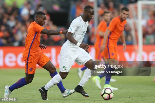 Quincy Promes of Holland, Diomande Ismael of Ivory Coastduring the friendly match between The Netherlands and Ivory Coast at the Kuip on June 4, 2017...