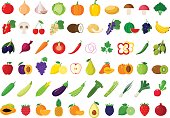 Vector fruits and vegetables icons