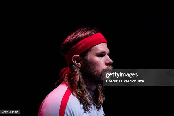 Mikkel Hansen of Paris looks on prior to the VELUX EHF FINAL4 Final match between Paris Saint-Germain Handball and HC Vardar at Lanxess Arena on June...