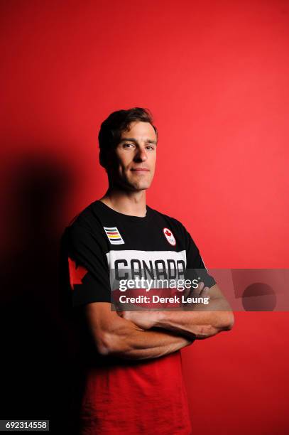 Denny Morrison poses for a portrait during the Canadian Olympic Committee Portrait Shoot on June 4, 2017 in Calgary, Alberta, Canada.