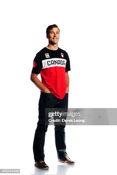 Denny Morrison poses for a portrait during the Canadian Olympic Committee Portrait Shoot on June 4, 2017 in Calgary, Alberta, Canada.