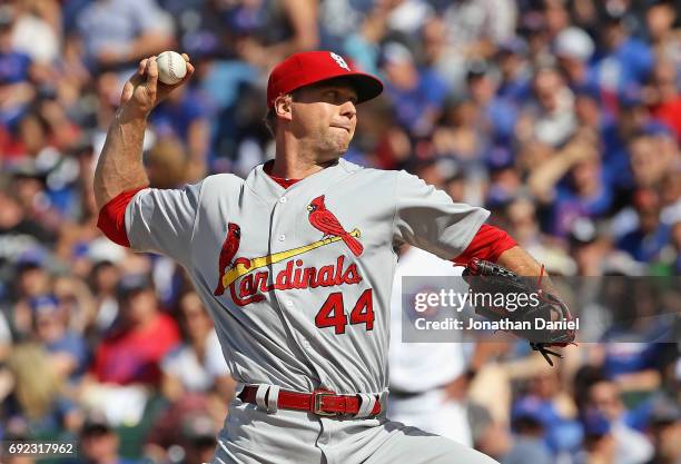 Trevor Rosenthal of the St. Louis Cardinals pitches against the Chicago Cubs at Wrigley Field on June 2, 2017 in Chicago, Illinois. The Cubs defeated...