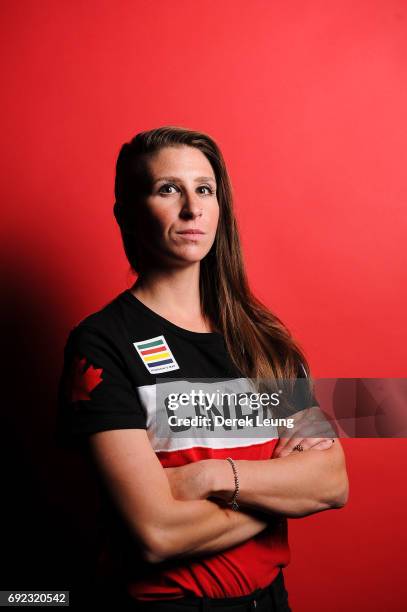 Ivanie Blondin poses for a portrait during the Canadian Olympic Committee Portrait Shoot on June 4, 2017 in Calgary, Alberta, Canada.