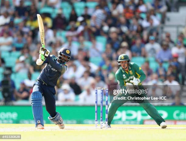 Upul Tharanga of Sri Lanka in action during the ICC Champions Trophy Group B match between Sri Lanka and South Africa at The Kia Oval on June 3, 2017...