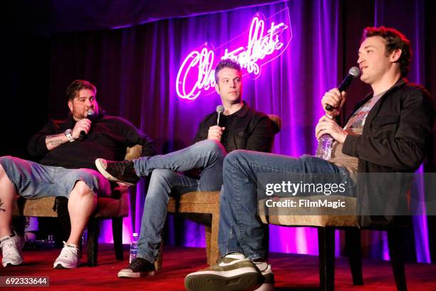 Comedians Big Jay Oakerson, Anthony Jeselnik and Dan Soder perform onstage at Room 415 Comedy Club during Colossal Clusterfest at Civic Center Plaza...