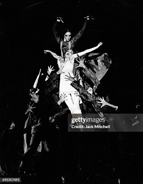 Lisa Bradley and Diana Cartier on stage at City Center during a performance of Joffrey Ballet's "Incubus" choreographed by Gerald Arpino, in August,...