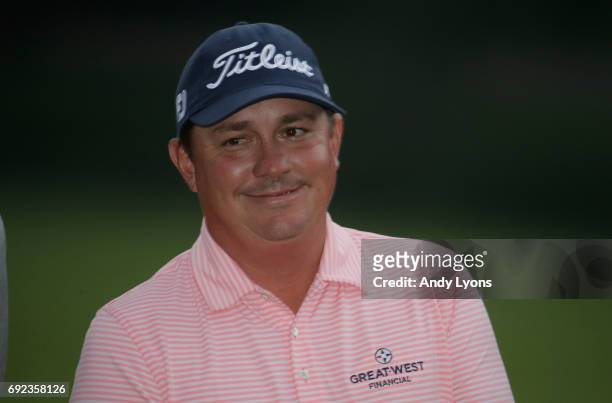 Jason Dufner smiles on the 18th hole after the final round of the Memorial Tournament at Muirfield Village Golf Club on June 4, 2017 in Dublin, Ohio.