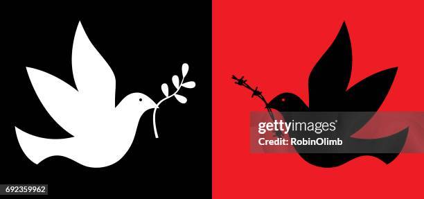 peace and war doves - animal body stock illustrations