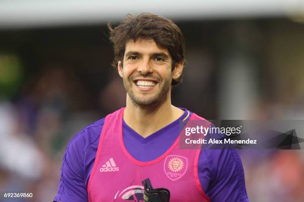 Kaka of Orlando City SC is seen on the sidelines during a MLS soccer match between the Chicago Fire and the Orlando City SC at Orlando City Stadium...