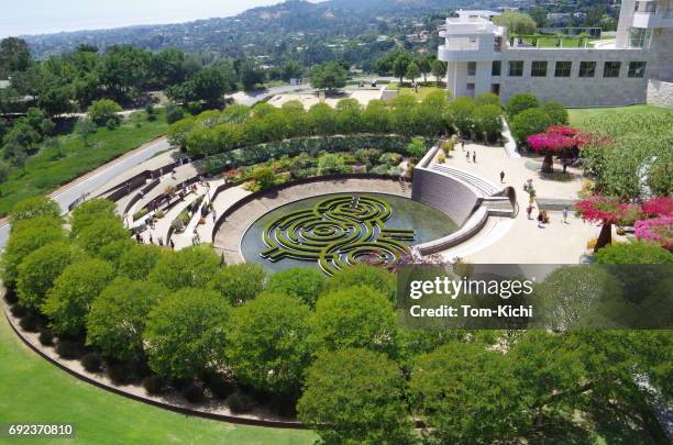 j. paul getty museum central garden - j paul getty museum stock pictures, royalty-free photos & images