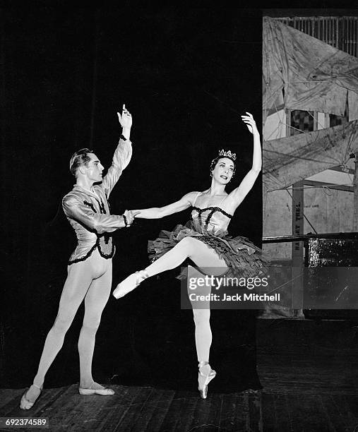 Erik Bruhn and Nora Kaye in the American Ballet Theatre's "Paquita" pas de deux, 1958.