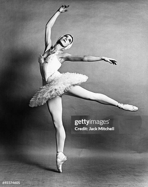 American Ballet Theatre dancer Toni Lander performing "Swan Lake", 1962.