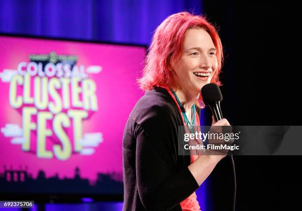 Comedian Natasha Muse performs onstage at the Larkin Comedy Club during Colossal Clusterfest at Civic Center Plaza and The Bill Graham Civic...