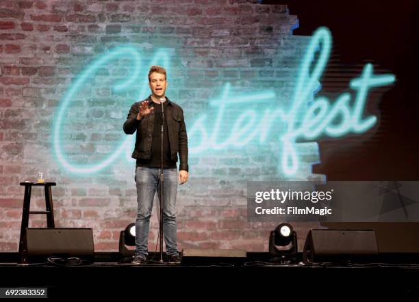 Comedian Anthony Jeselnik performs onstage at The Bill Graham Stage during Colossal Clusterfest at Civic Center Plaza and The Bill Graham Civic...