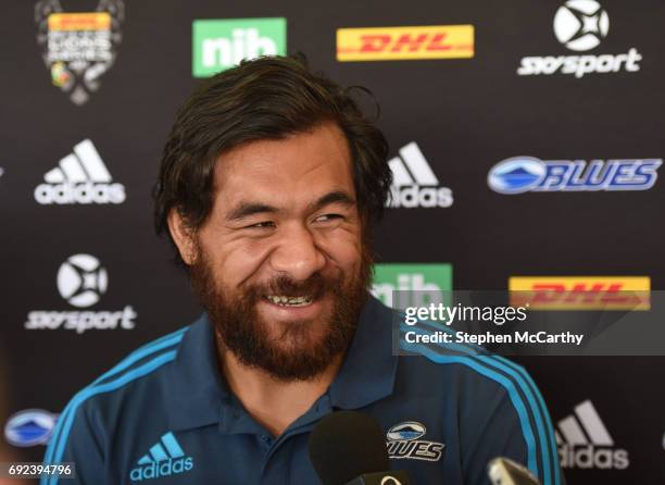 Auckland , New Zealand - 5 June 2017; Steven Luatua of the Blues during a press conference at Alexandra Park in Auckland, New Zealand.