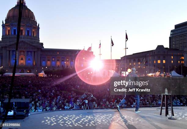 Comedian Hannibal Buress performs onstage at the Colossal Stage during Colossal Clusterfest at Civic Center Plaza and The Bill Graham Civic...